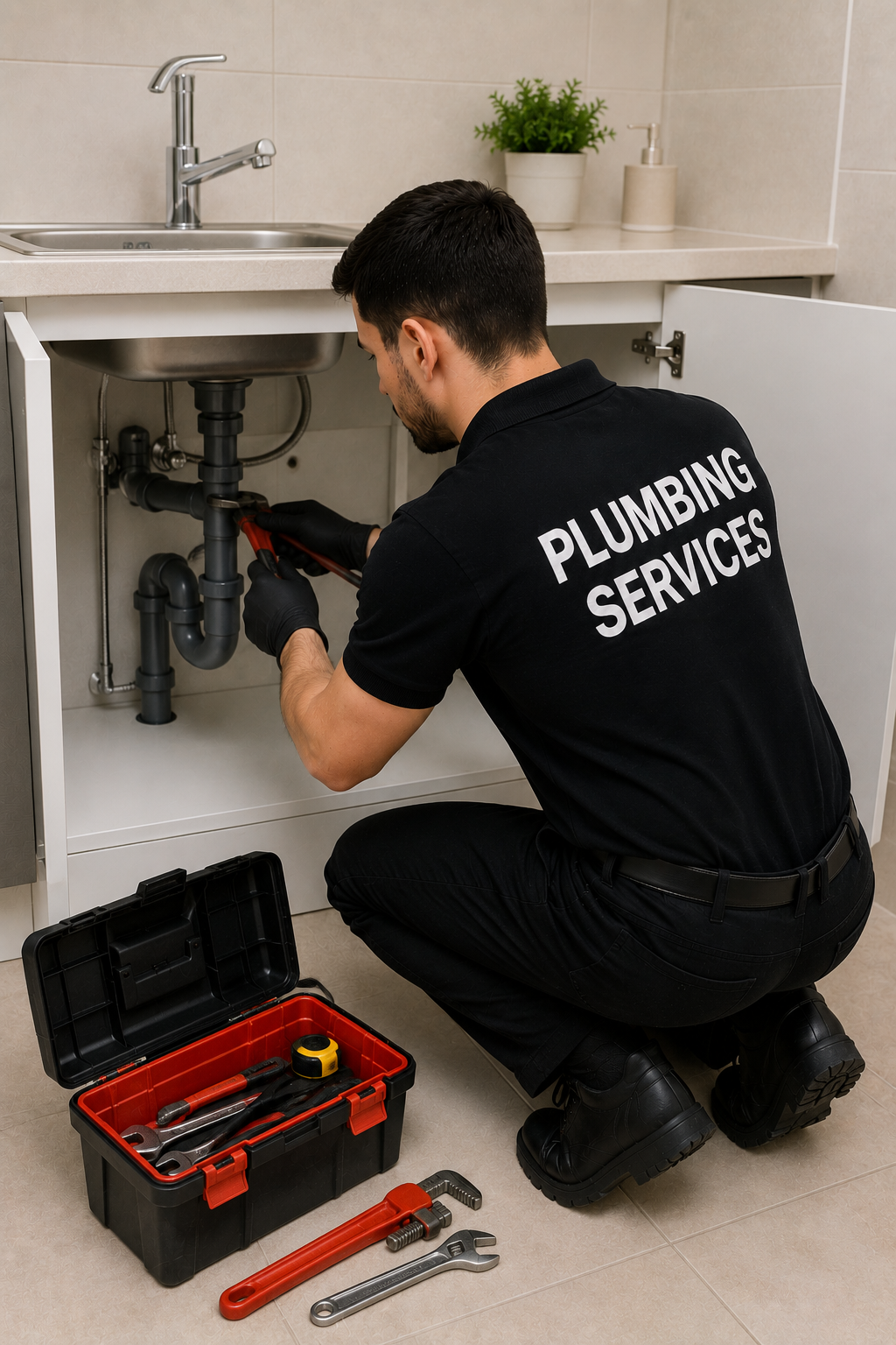 Professional Plumber at Work