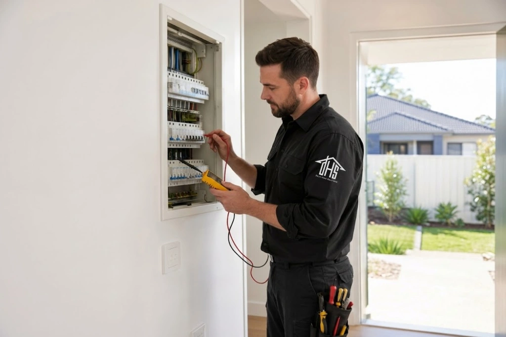 Electrician working on electrical wiring